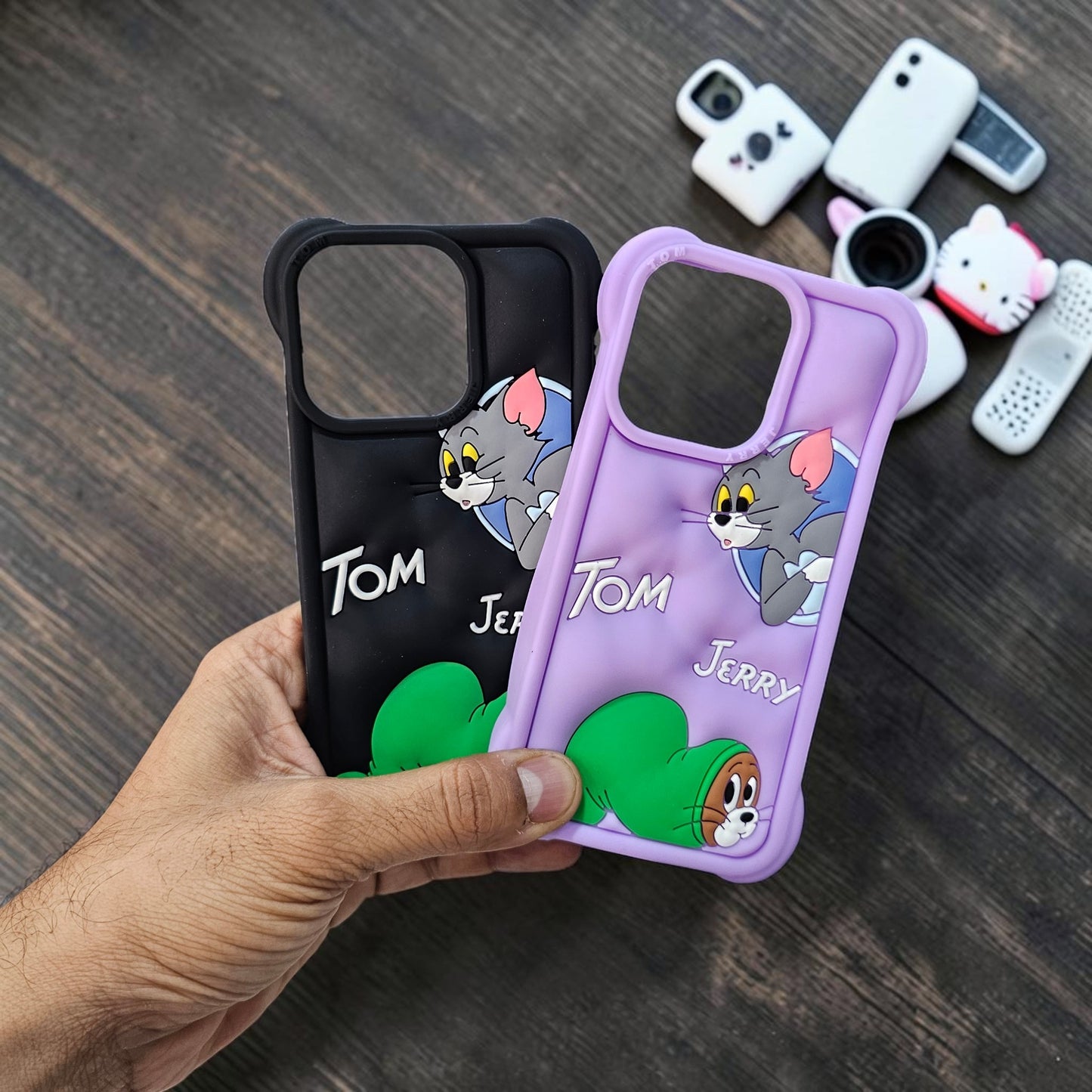 (Pack Of 2)Apple iPhone 13 Pro Premium Tom & Jerry Soft Silicone Girlish Back Cover - Combo 2