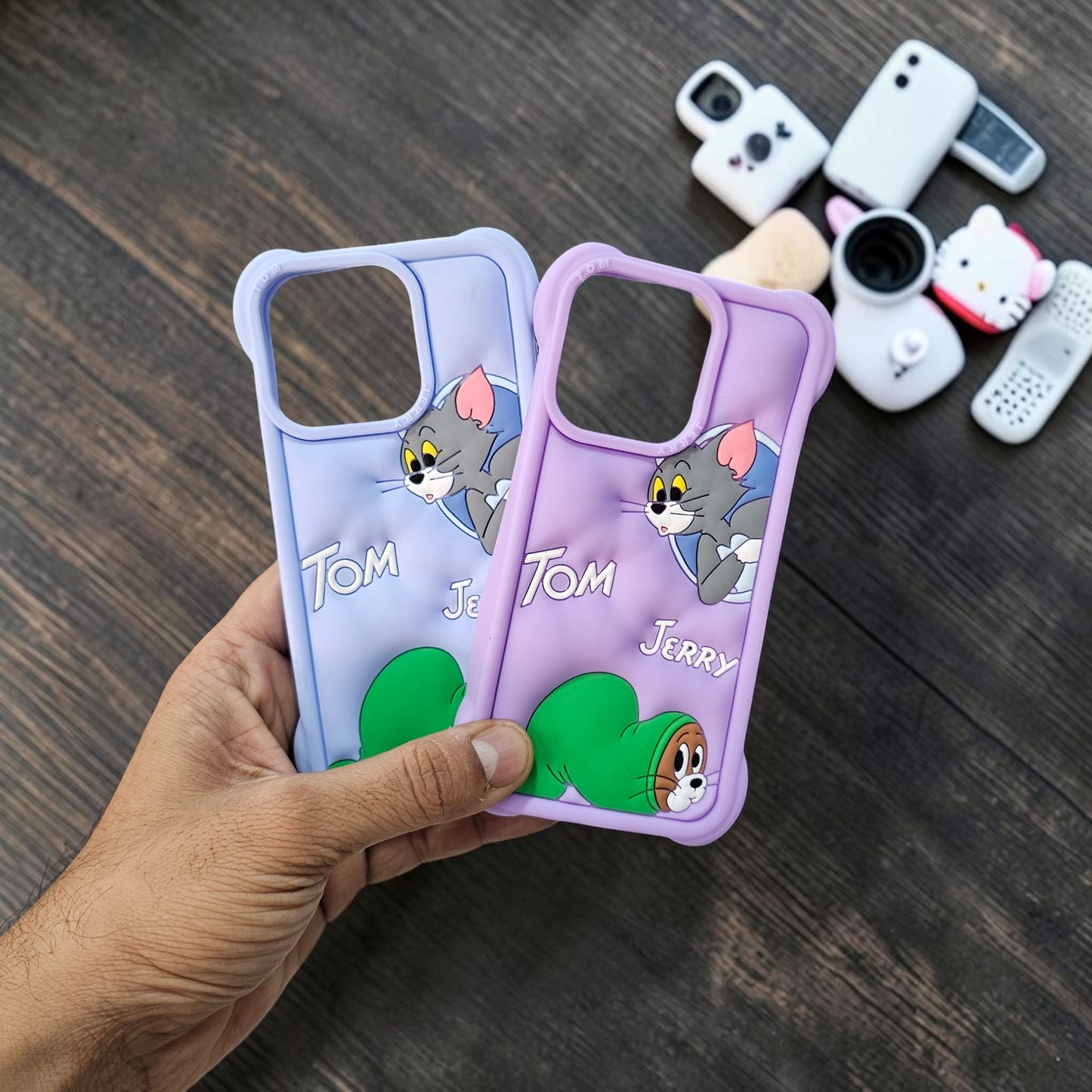(Pack Of 2)Apple iPhone 14 Pro Max Premium Tom & Jerry Soft Silicone Girlish Back Cover - Combo 1