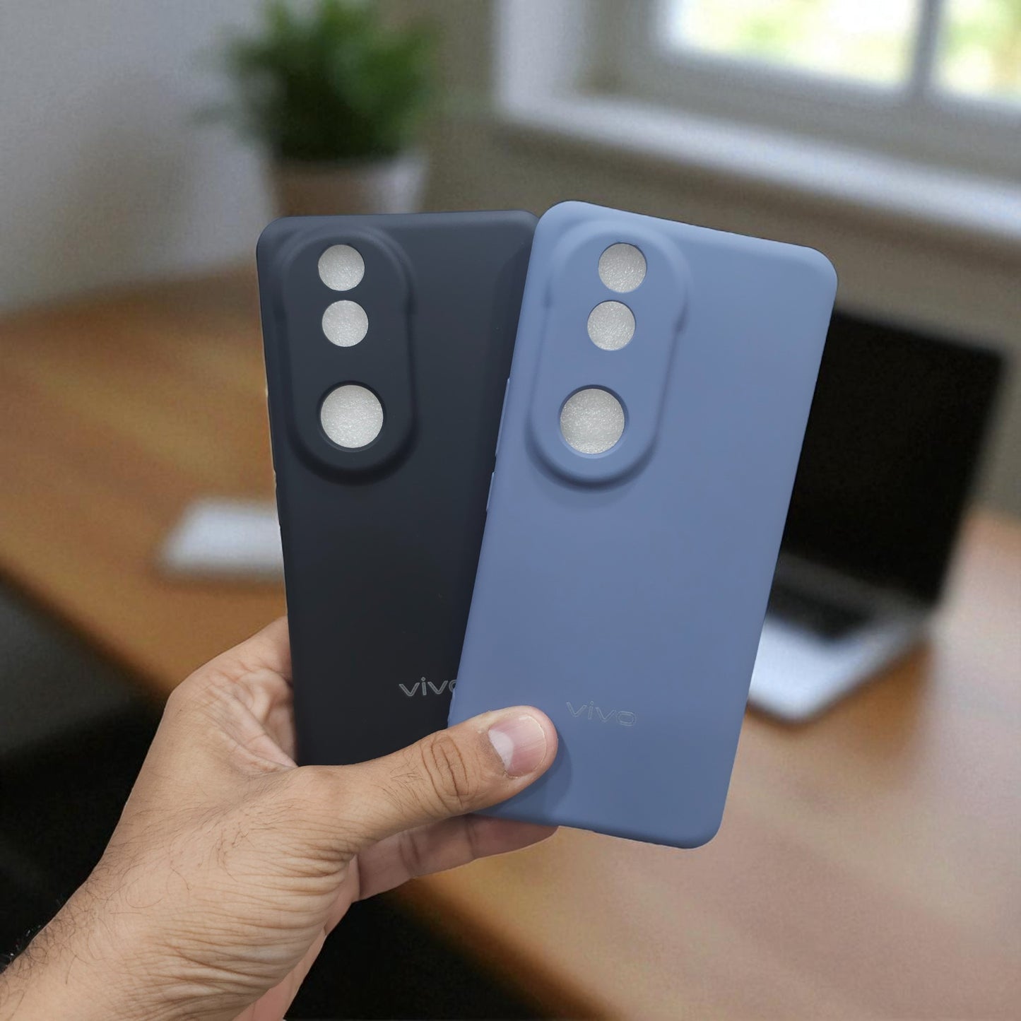 (Pack of 2) Silicone Case Cover for Vivo V50 5G - Combo 3