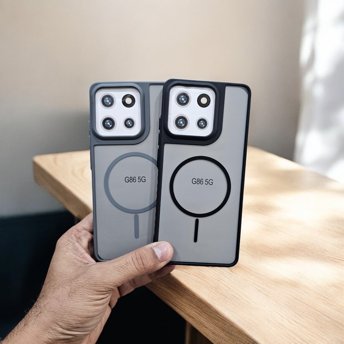 (Pack of 2) Motorola Moto G86 Power 5G Magsafe Printed Metal Buttons Back Case Cover - Combo 1