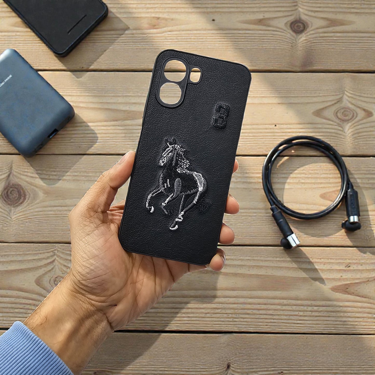 Oppo A6X 5g Premium Polo Santa Barbara Leather Back Case Cover - Black