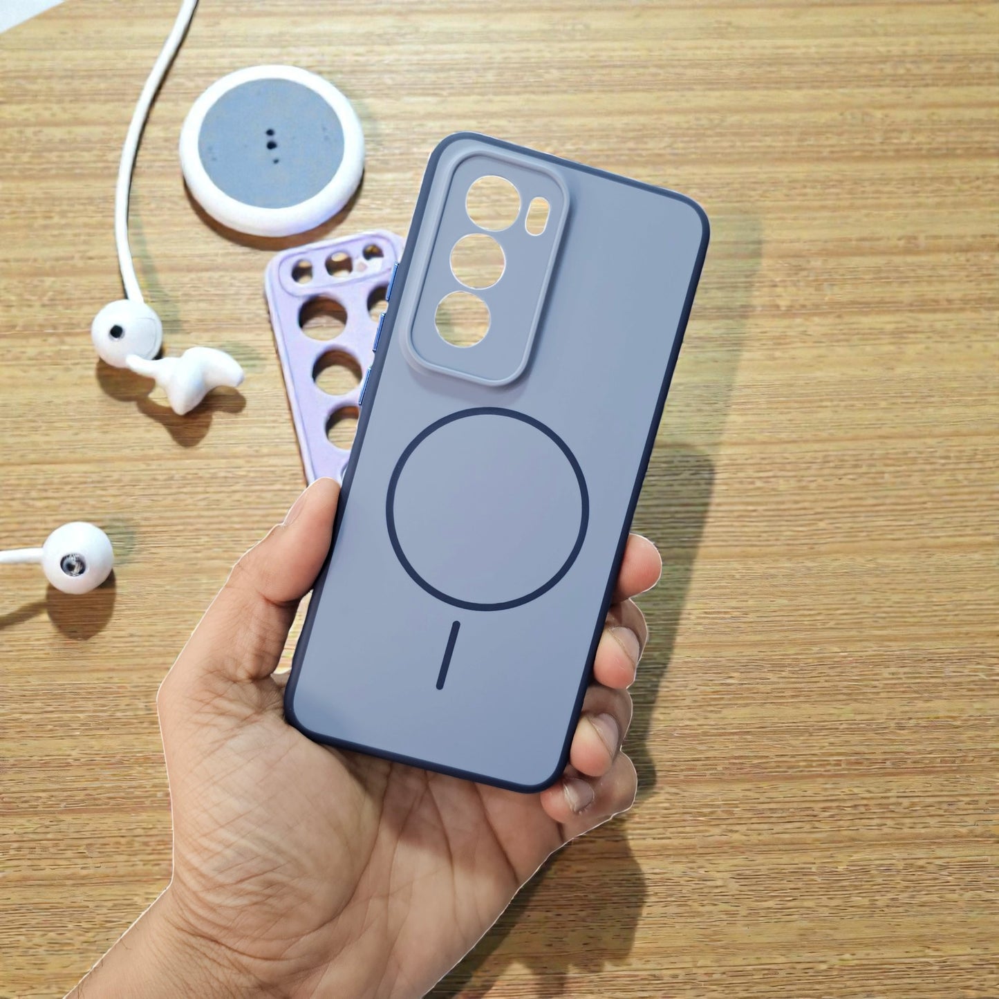 Oppo Reno 12 Pro 5g Premium Magsafe Printed Candy Color Back Case - Blue
