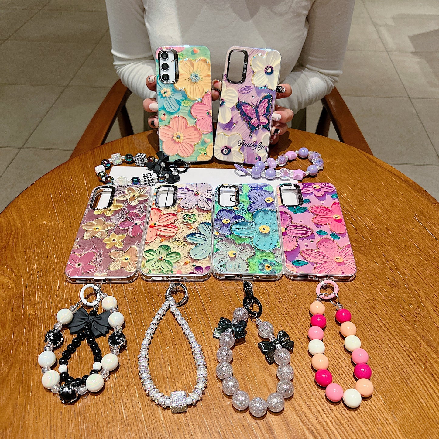 Samsung A34 5G 3D Hot Trending Charms Rhinestone Flowers case - Pattern 1