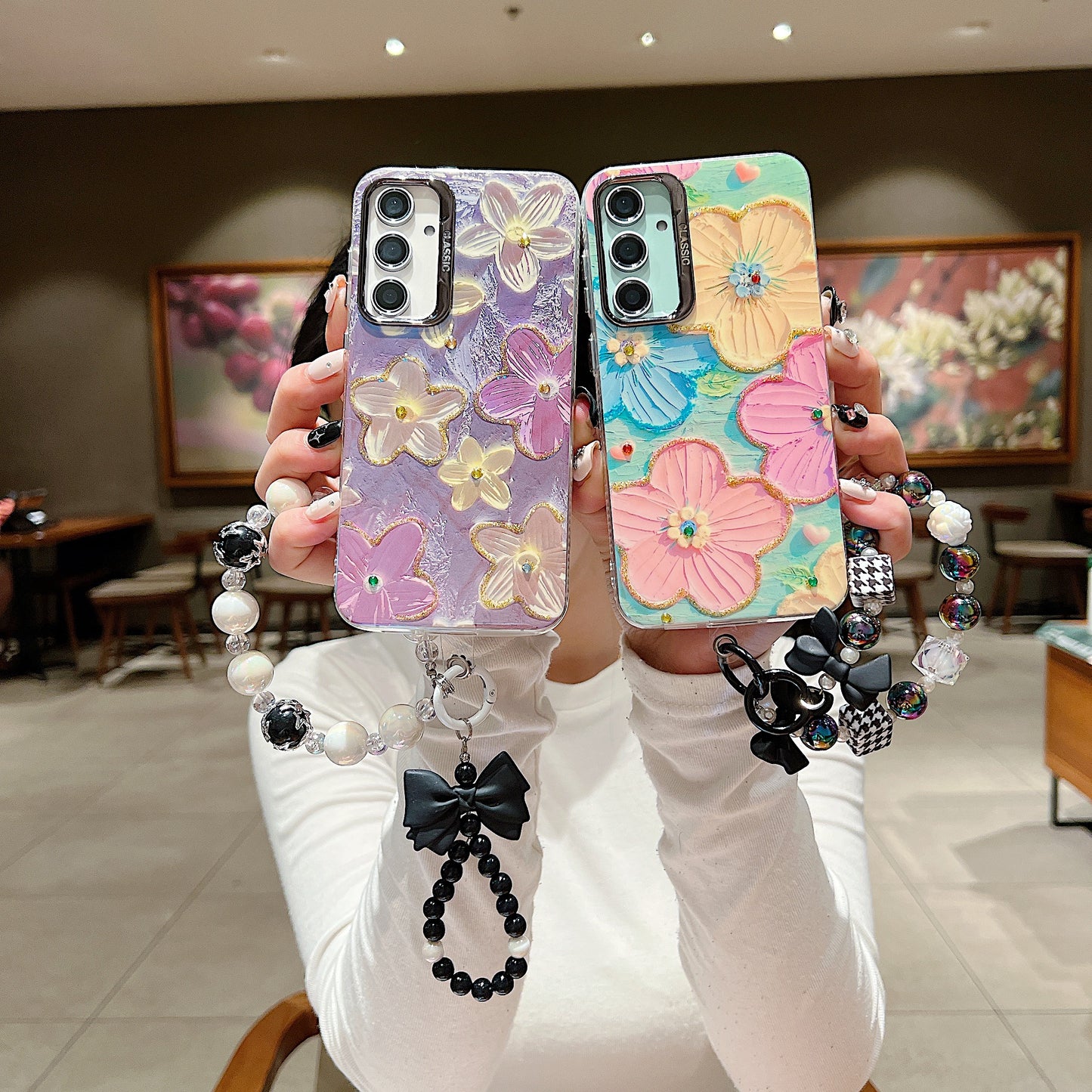 Samsung A15 5G 3D Hot Trending Charms Rhinestone Flowers case - Pattern 1