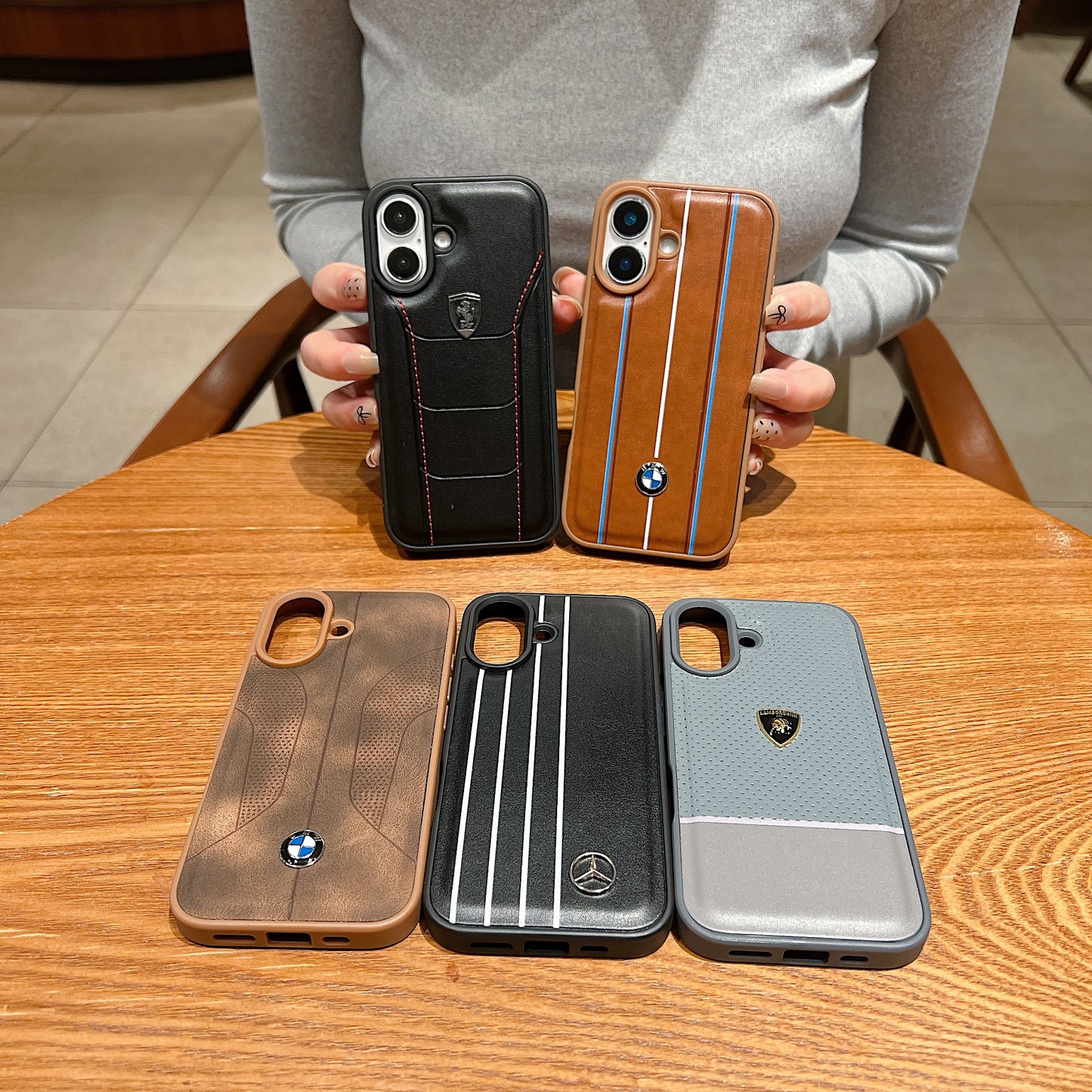 Apple iPhone 16 Luxury Branded Car Logo Leather Designer Case- BMW 2