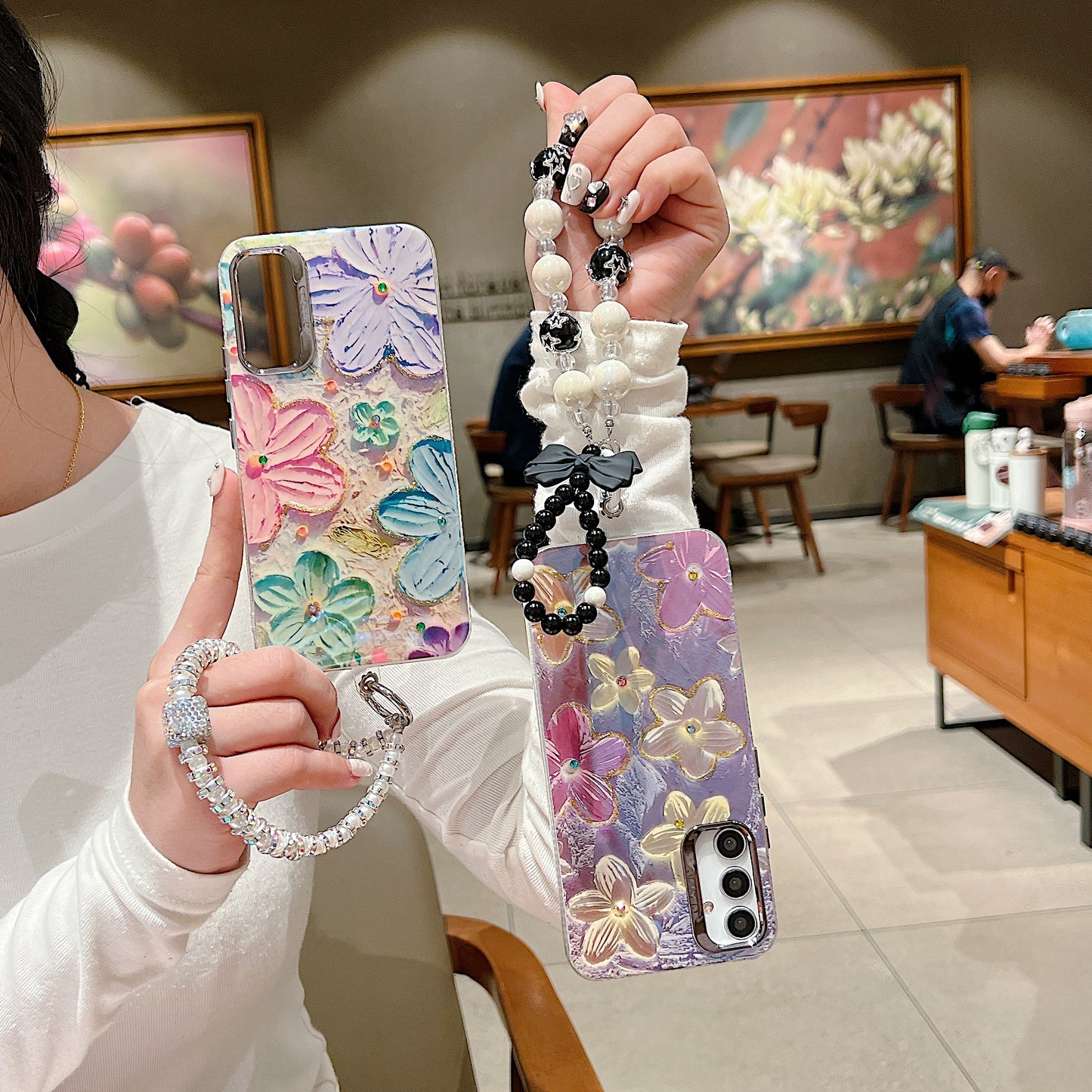 Samsung A54 5G 3D Hot Trending Charms Rhinestone Flowers case - Pattern 1