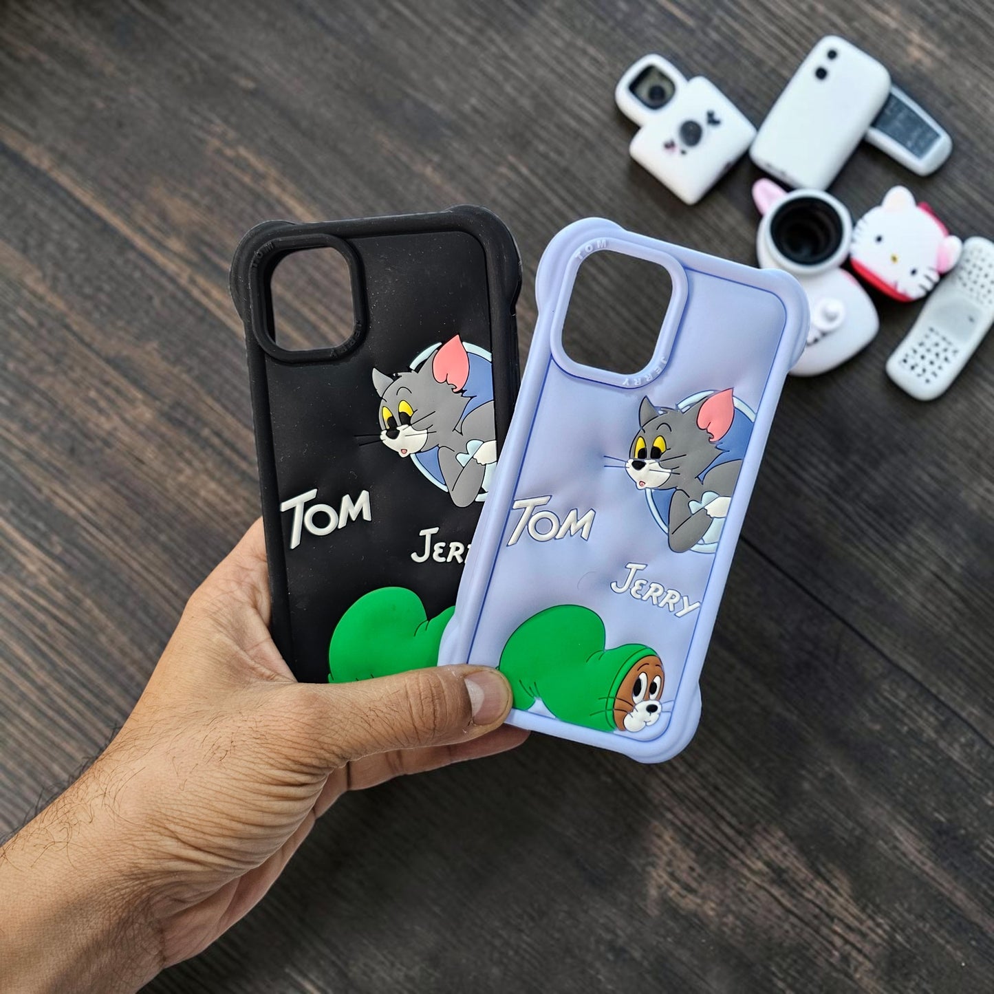 (Pack Of 2)Apple iPhone 15 Plus Premium Tom & Jerry Soft Silicone Girlish Back Cover - Combo 1