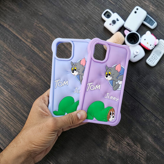(Pack Of 2)Apple iPhone 12/12 Pro Premium Tom & Jerry Soft Silicone Girlish Back Cover - Combo 2