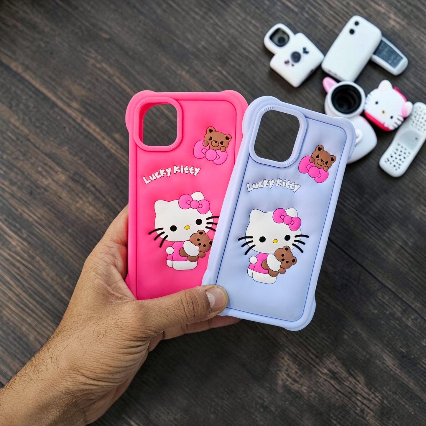 (Pack Of 2)Apple iPhone 12/12 Pro Premium Hello Kitty Soft Silicone Girlish Back Cover - Combo 1
