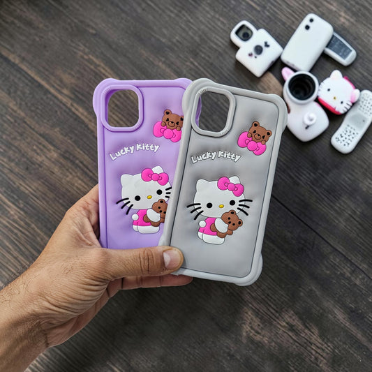 (Pack Of 2)Apple iPhone 12/12 Pro Premium Hello Kitty Soft Silicone Girlish Back Cover - Combo 2