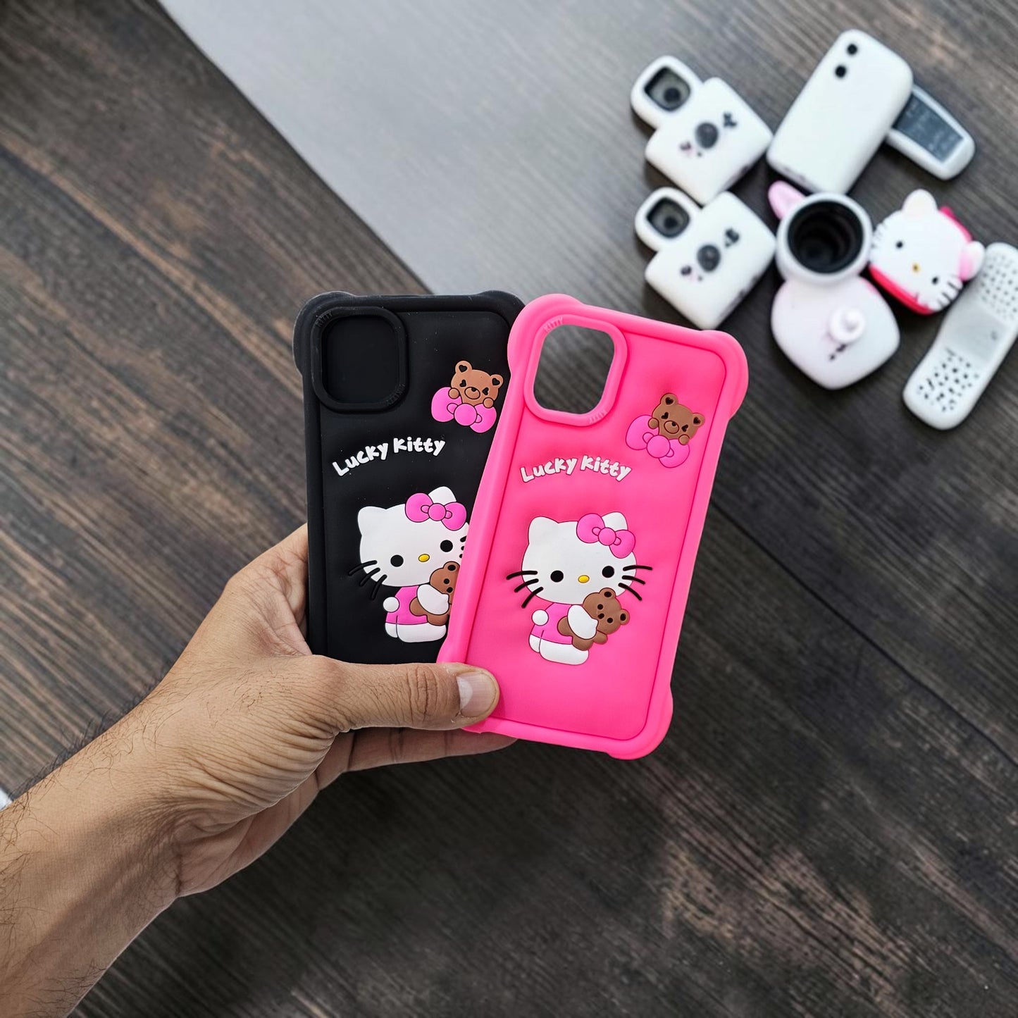 (Pack Of 2)Apple iPhone 12/12 Pro Premium Hello Kitty Soft Silicone Girlish Back Cover - Combo 3