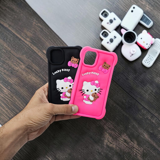 (Pack Of 2)Apple iPhone 12/12 Pro Premium Hello Kitty Soft Silicone Girlish Back Cover - Combo 3
