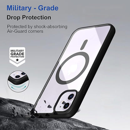 Apple iPhone 12 Anti Yellow Clear Magsafe Back Case Cover - Black