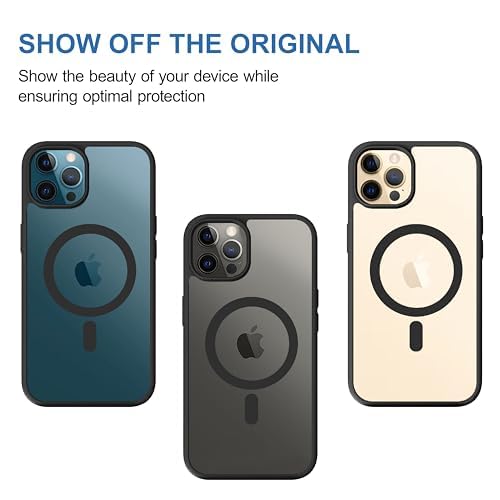 Apple iPhone 12 Pro Anti Yellow Clear Magsafe Back Case Cover - Black
