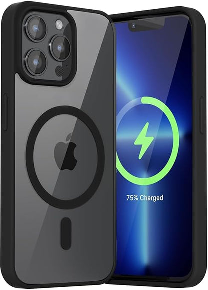 Apple iPhone 12 Pro Anti Yellow Clear Magsafe Back Case Cover - Black
