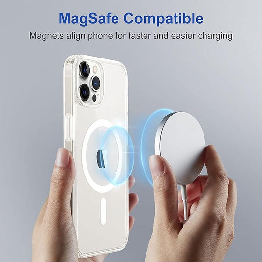 Apple iPhone 12 Pro Max Anti Yellow Clear Magsafe Back Case Cover - White