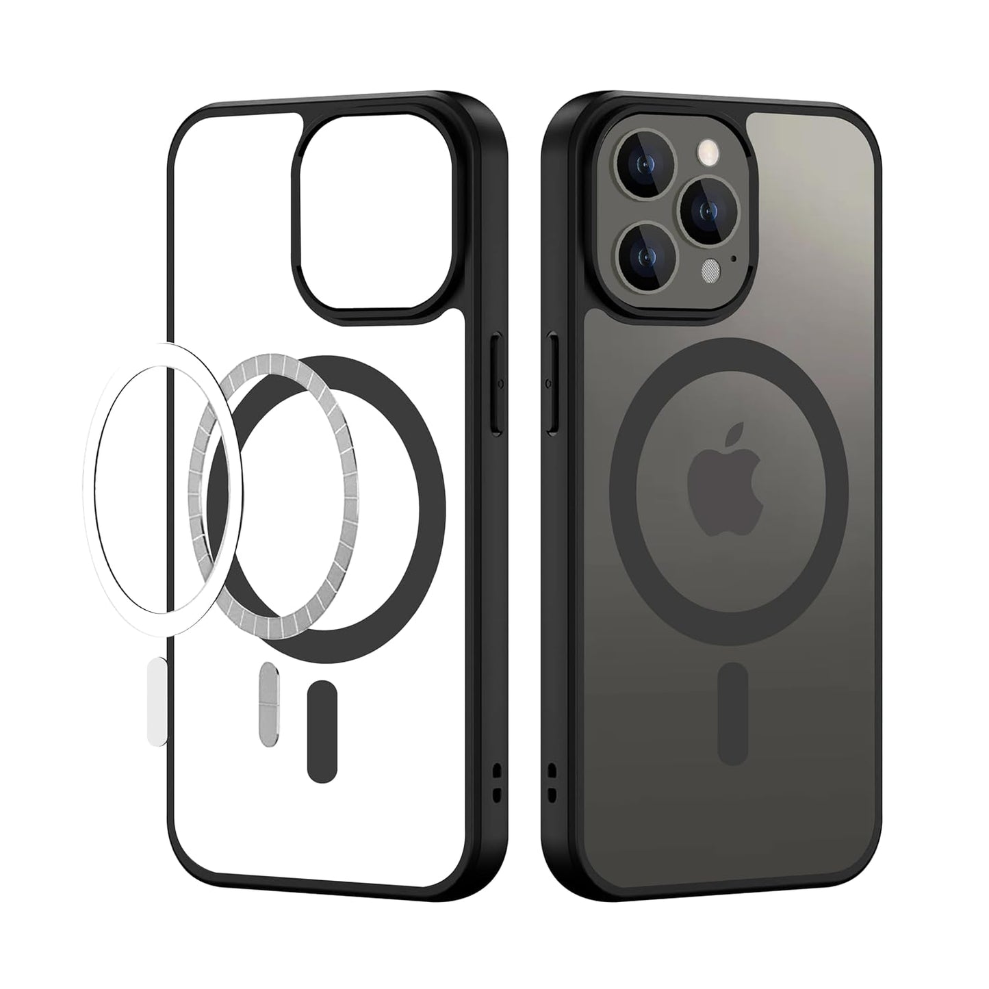 Apple iPhone 13 Pro Max Anti Yellow Clear Magsafe Back Case Cover - Black