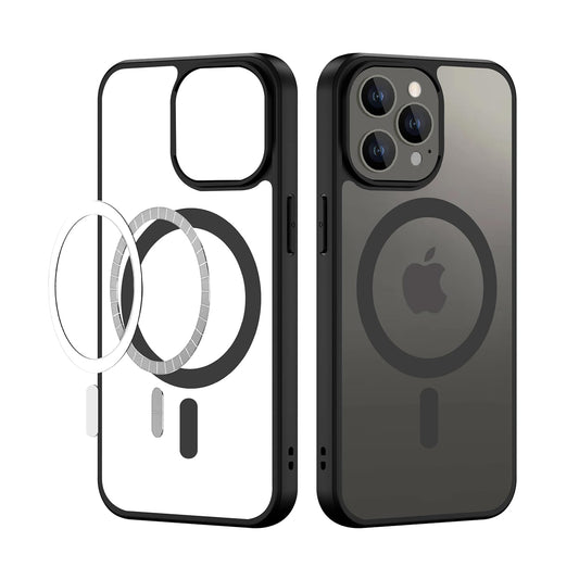 Apple iPhone 13 Pro Max Anti Yellow Clear Magsafe Back Case Cover - Black