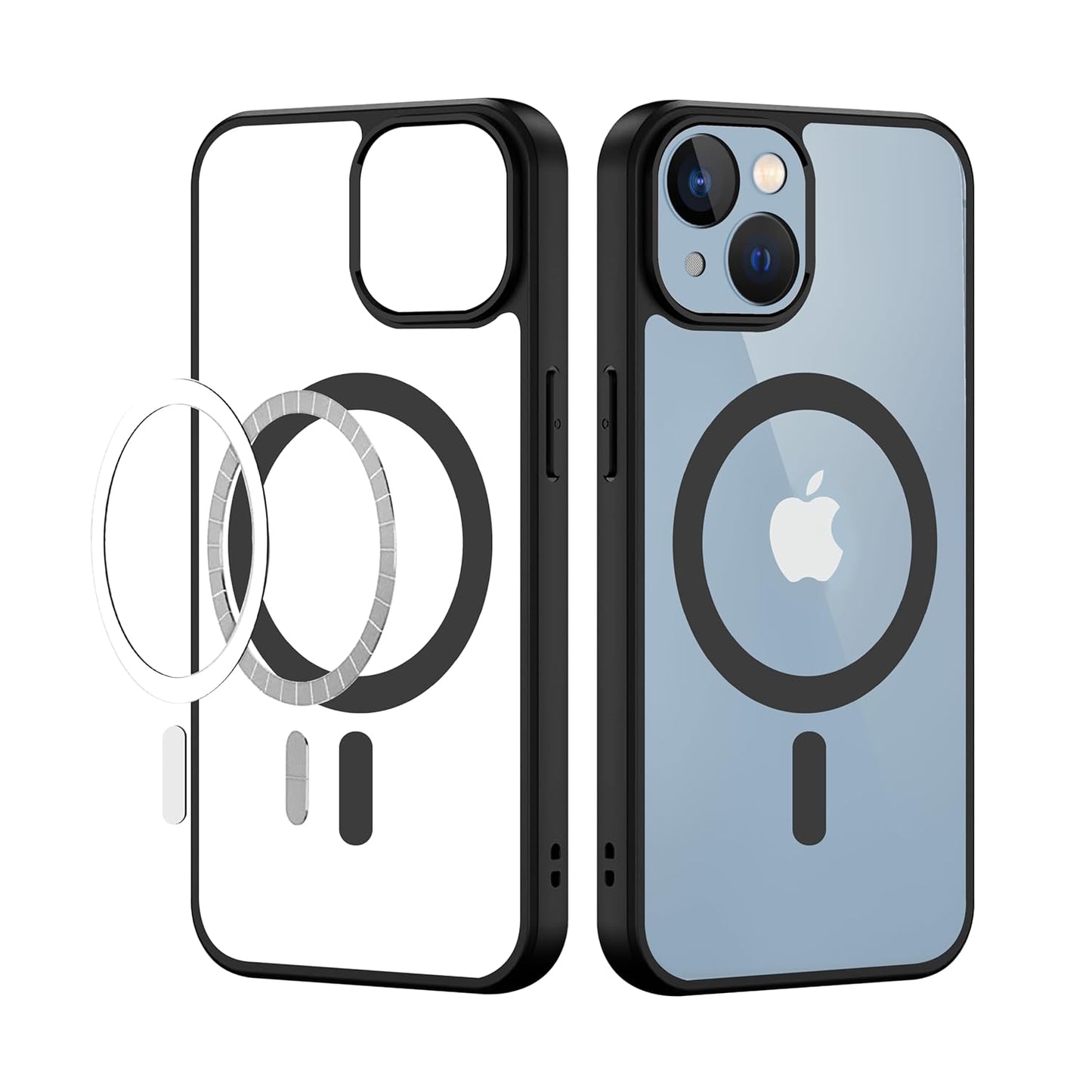 Apple iPhone 13 Anti Yellow Clear Magsafe Back Case Cover - Black