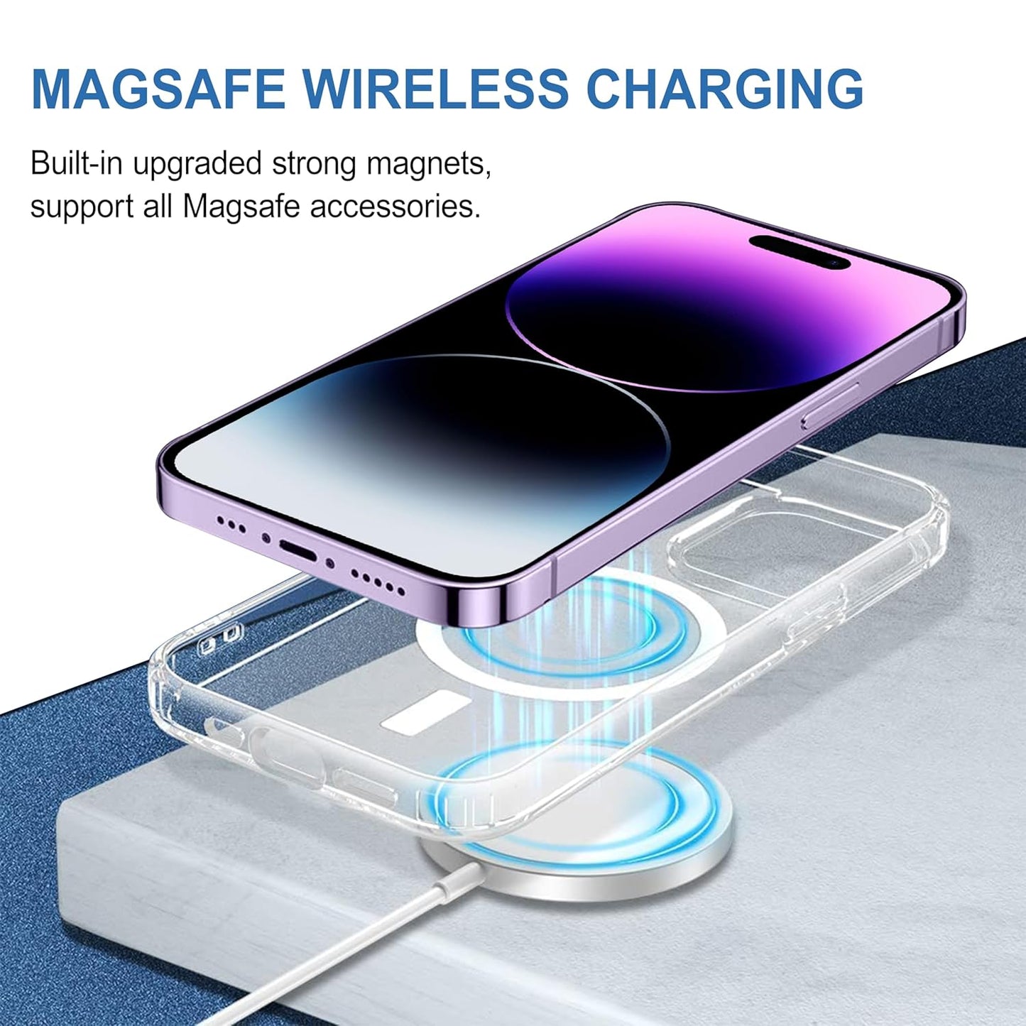 Apple iPhone 14 Pro Anti Yellow Clear Magsafe Back Case Cover - White