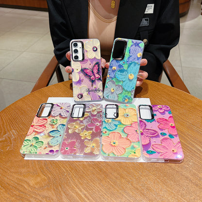 Samsung A15 5G 3D Hot Trending Rhinestone Flowers case - Pattern 4