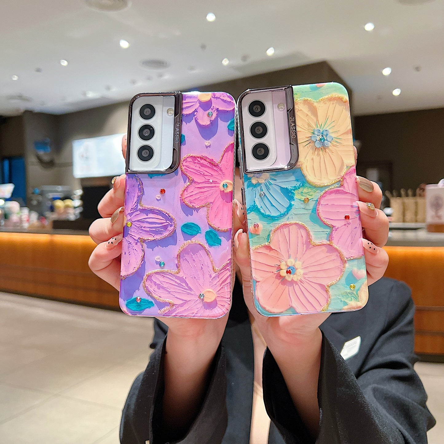 Samsung S22 5G 3D Hot Trending Rhinestone Flowers case - Pattern 3