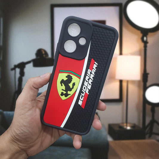 Redmi 13c 5G Ferrari Soft Silicone Cute 3D Cartoon Back Cover Case - Ferrari