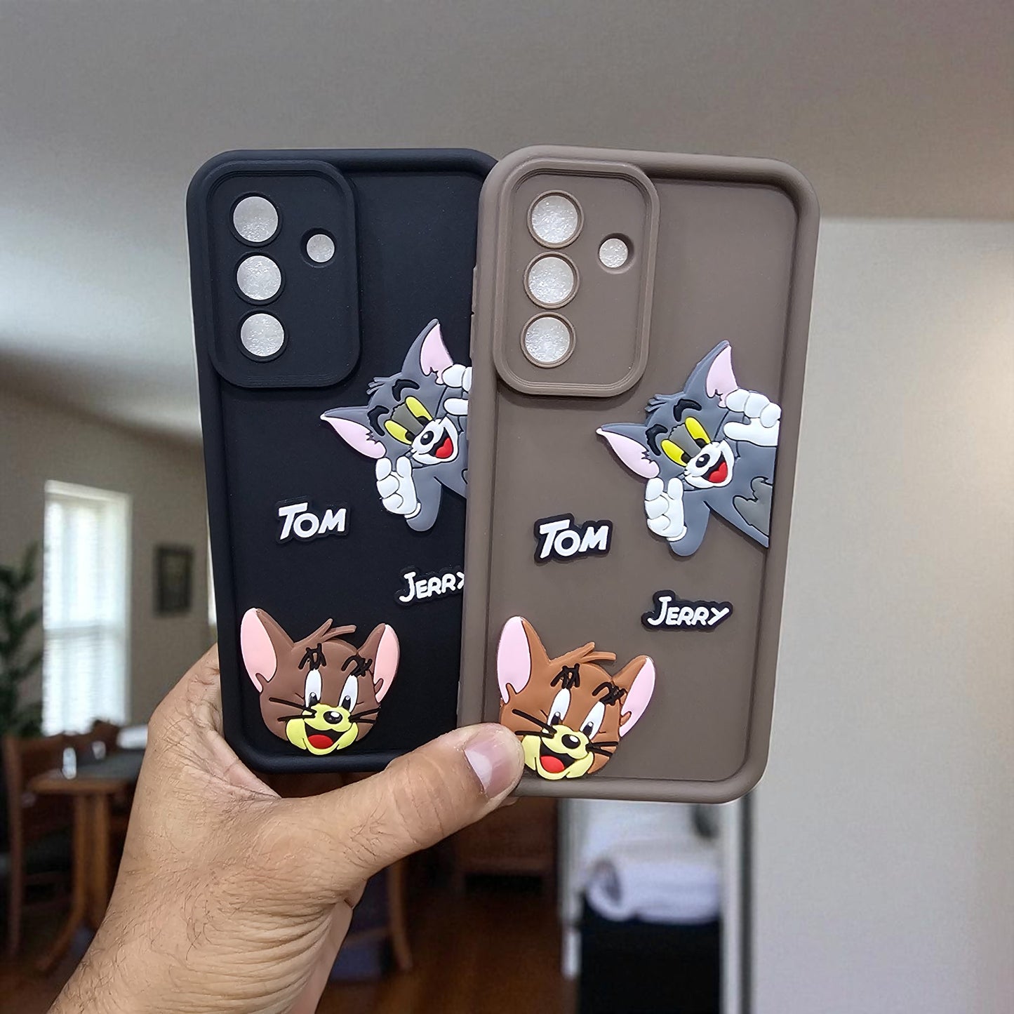 (Pack of 2)Samsung A56 5G Soft Silicone tom & jerry Back Cover Case - Combo 2