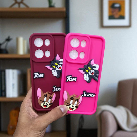 (Pack of 2)Oppo Reno 13 Pro 5G Soft Silicone tom & jerry Back Cover Case - Combo 1