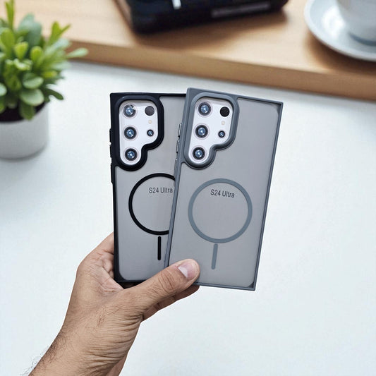 (Pack of 2) Samsung S24 Ultra 5g Magsafe Printed Metal Buttons Back Case Cover - Combo 1