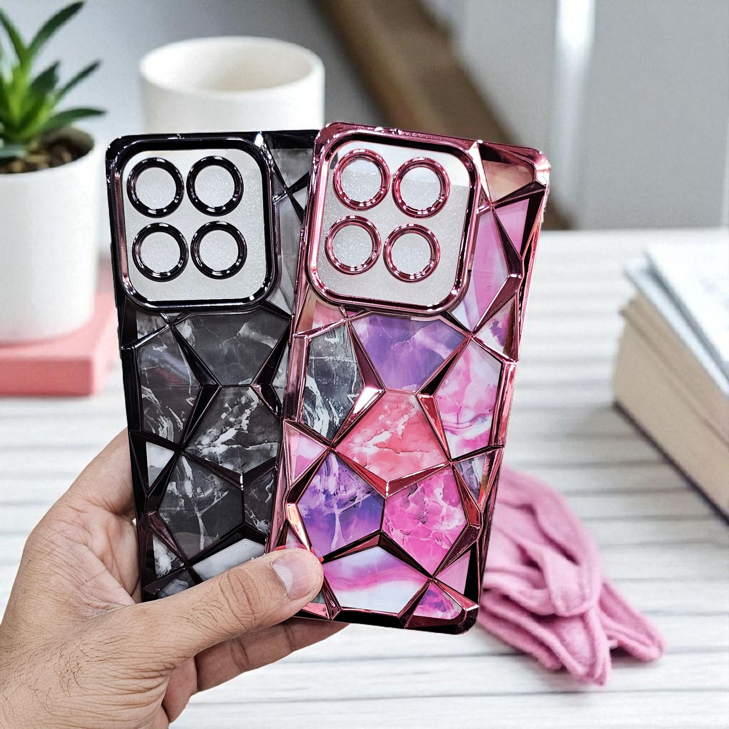 (Pack of 2) Motorola Moto Edge 60 Fusion Gradient Glitter Daimond Back Case Cover - Combo 2