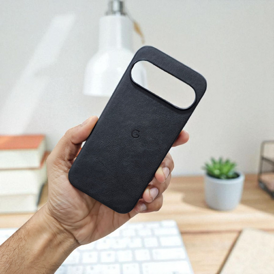 Google Pixel 9 5g Premium Leather Back Case Cover - Black