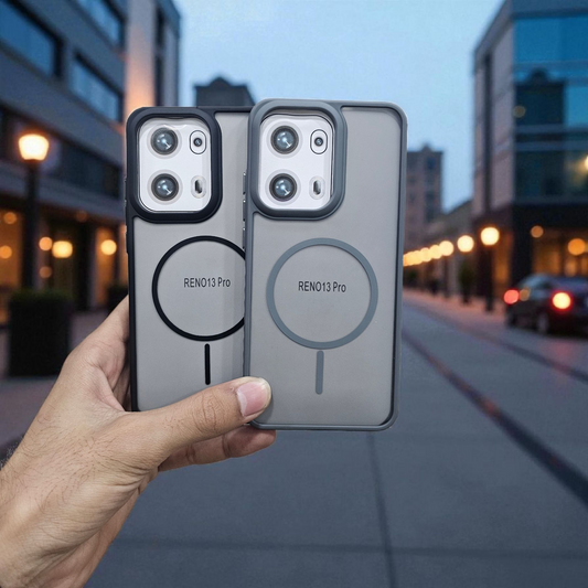 (Pack of 2) Oppo Reno 13 pro Magsafe Printed Metal Buttons Back Case Cover - Combo 1