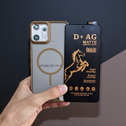 (combo pack)Nothing Cmf Phone 2 Pro Magsafe Printed Case + Gaming Matte Tempered Glass - Brown