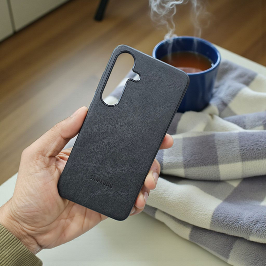 Samsung S24 Fe 5g Premium Leather Back Case Cover - Black