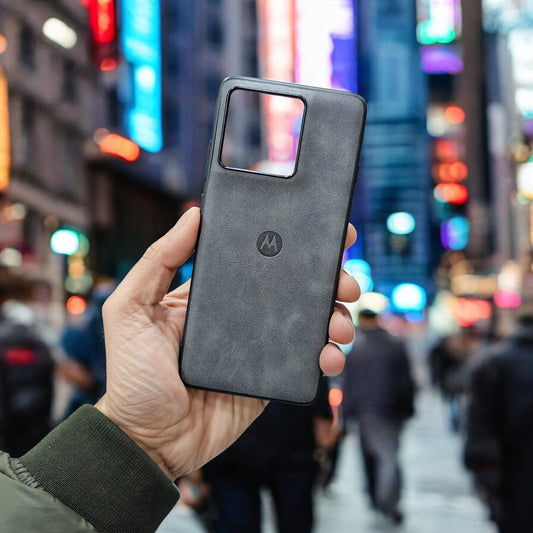 Motorola Moto Edge 60 Pro 5g Premium Leather Back Case Cover - Grey