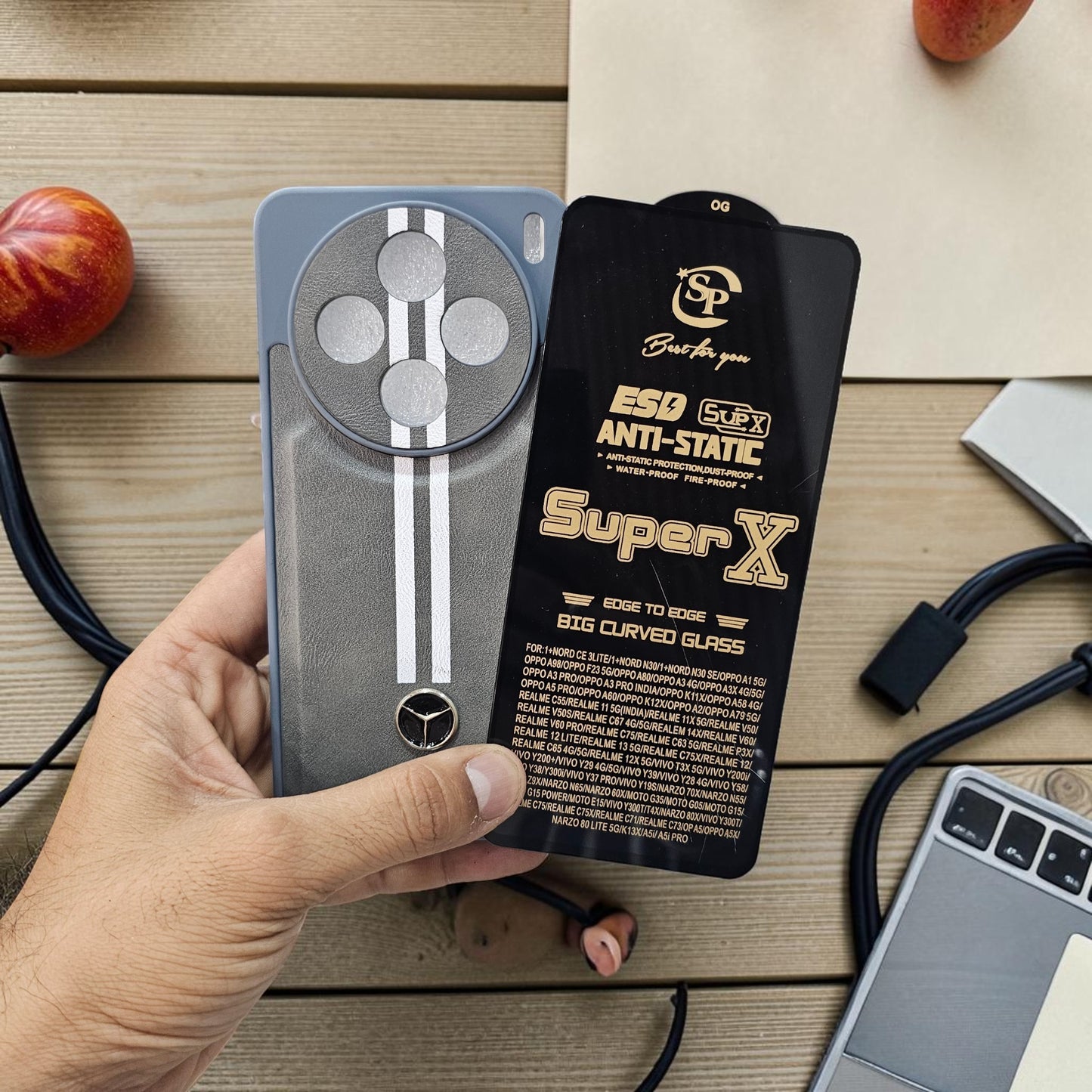(Free Tempered)(Free Tempered)Redmi 14C/A4 5g Premium Car Logo Leather Back Case Pouch - Pattern 1