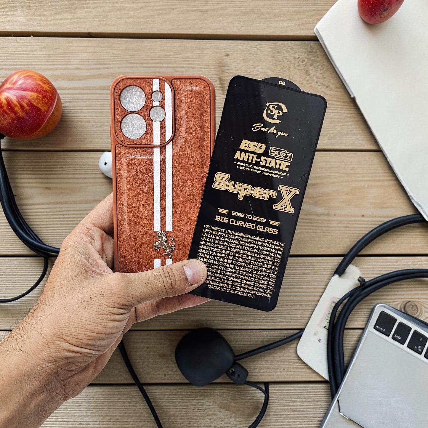 (Free Tempered)Vivo V70 5g Premium Car Logo Leather Back Case Pouch - pattern 4