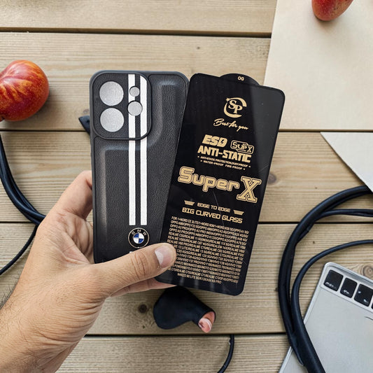 (Free Tempered)Vivo V70 Elite 5g Premium Car Logo Leather Back Case Pouch - pattern 4