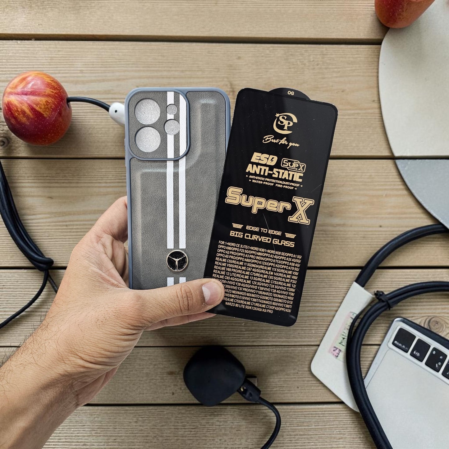 (Free Tempered)Oppo Reno 15 Pro Mini 5g Premium Car Logo Leather Back Case Pouch - pattern 2