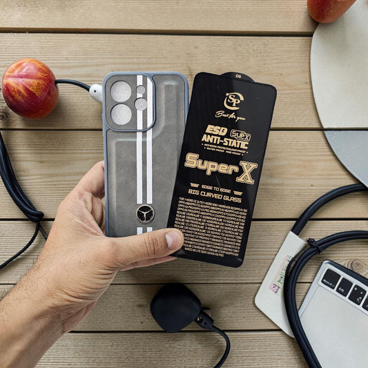 (Free Tempered)Oppo Reno 15C 5g Premium Car Logo Leather Back Case Pouch - pattern 2