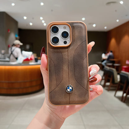 Apple iPhone 15 Pro Luxury Branded Car Logo Leather Designer Case- BMW 2