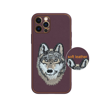 Apple iPhone 12 Pro Premium Embroidery Leather case - Pattern 10