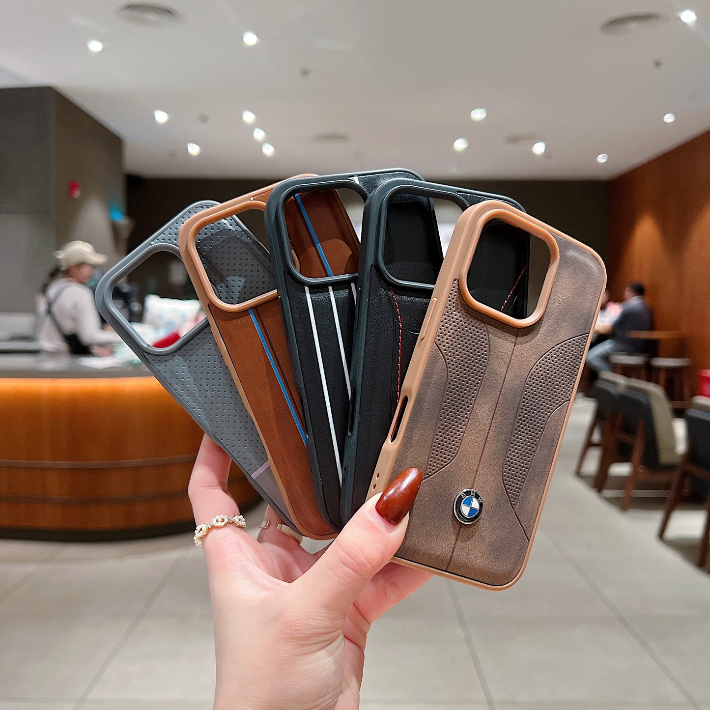 Apple iPhone 15 Pro Luxury Branded Car Logo Leather Designer Case - Lamborghini