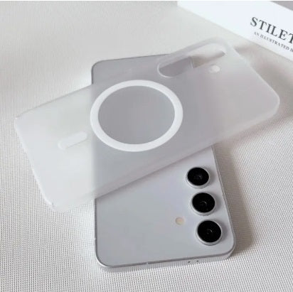 Samsung S23 5g Frosted Magnetic Ultra Slim Back Case- frosted White