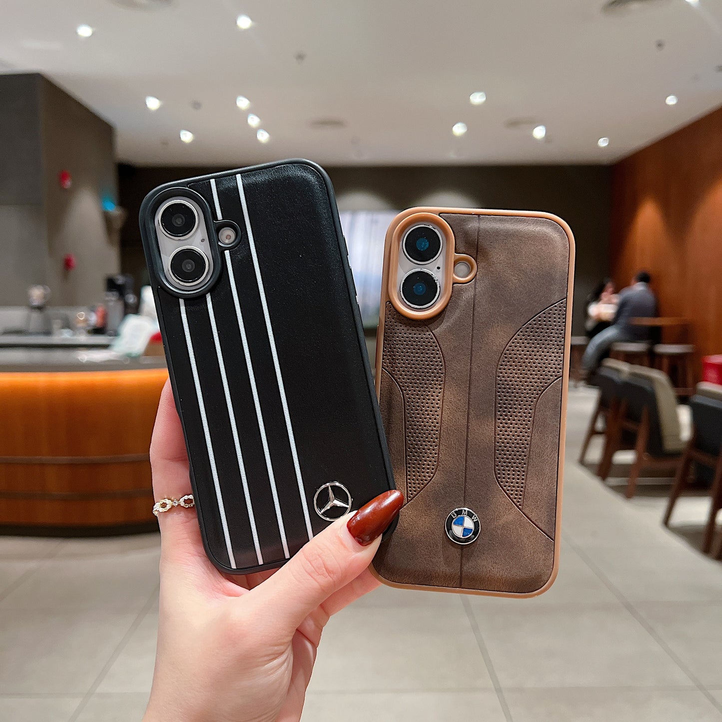 Apple iPhone 16 Luxury Branded Car Logo Leather Designer Case- BMW 2