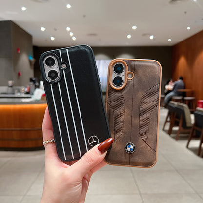 Apple iPhone 16 Luxury Branded Car Logo Leather Designer Case- BMW 2