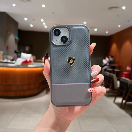 Apple iPhone 14 Plus Luxury Branded Car Logo Leather Designer Case- Lamborghini