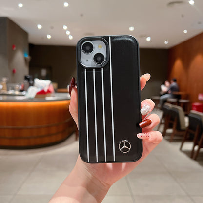 Apple iPhone 14 Plus Luxury Branded Car Logo Leather Designer Case - Mercedes