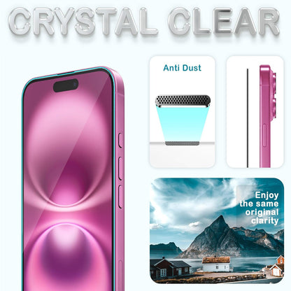 (Pack Of 3) Apple iPhone 16 Border-Less Dust Proof Gorilla Crystal Clear Tempered Glass